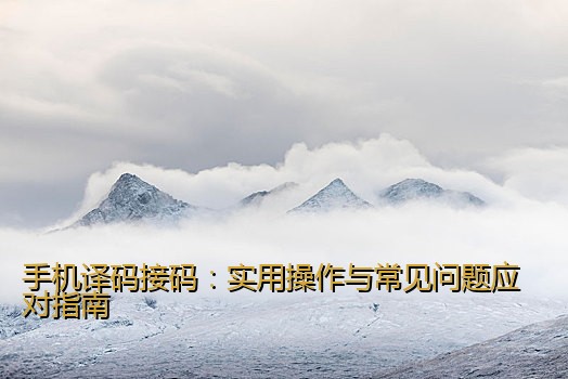 手机译码接码：实用操作与常见问题应对指南